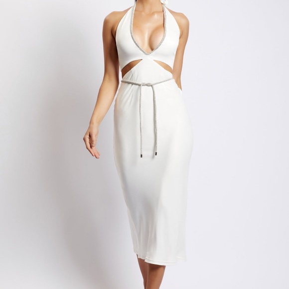 Meshki Dresses Meshki Lila Diamante Rope Midi Dress White Xs Poshmark